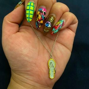 Two-Toned Flip-Flop Necklace - 15” to 18”.